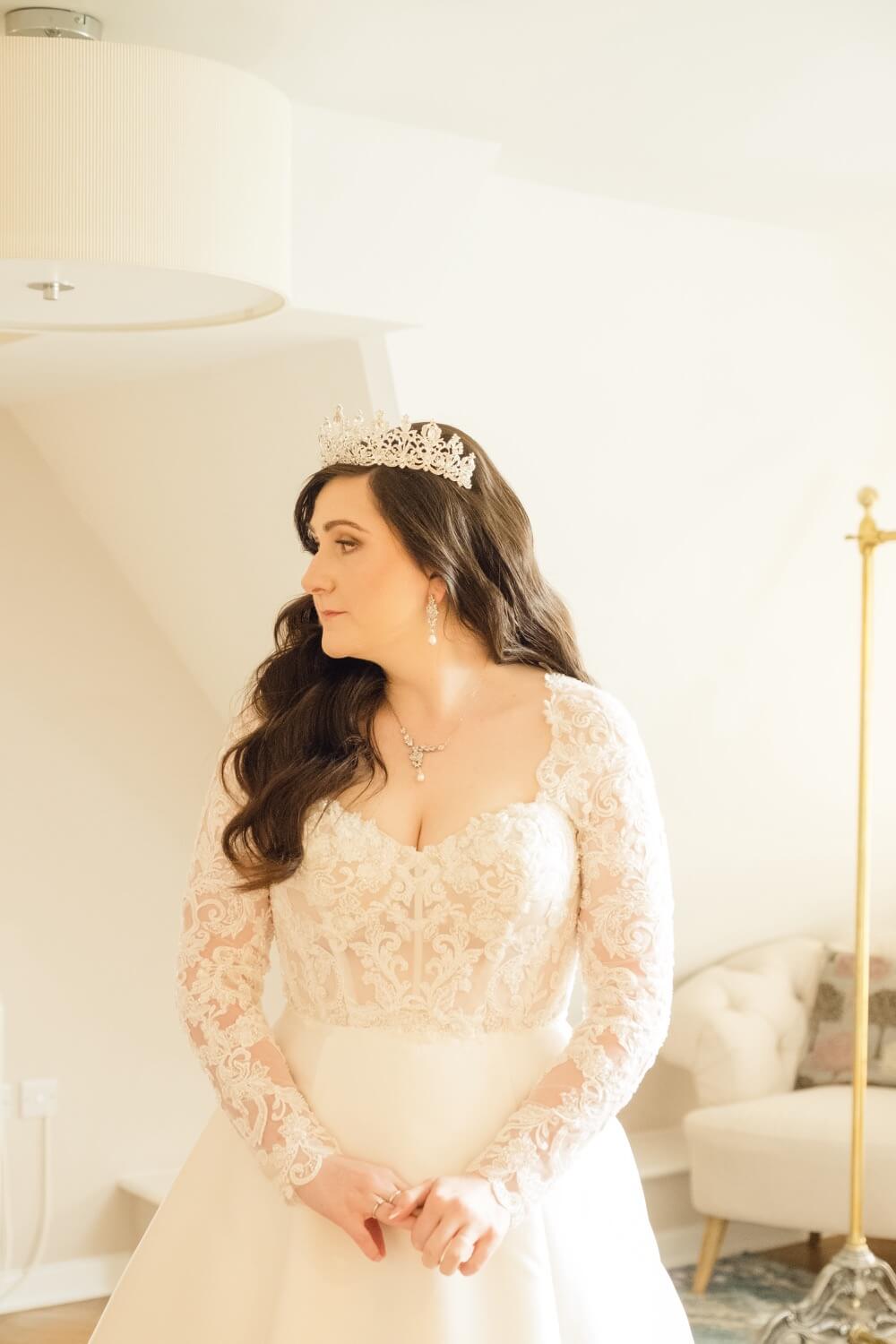 Bride in her dress at The Pear Tree