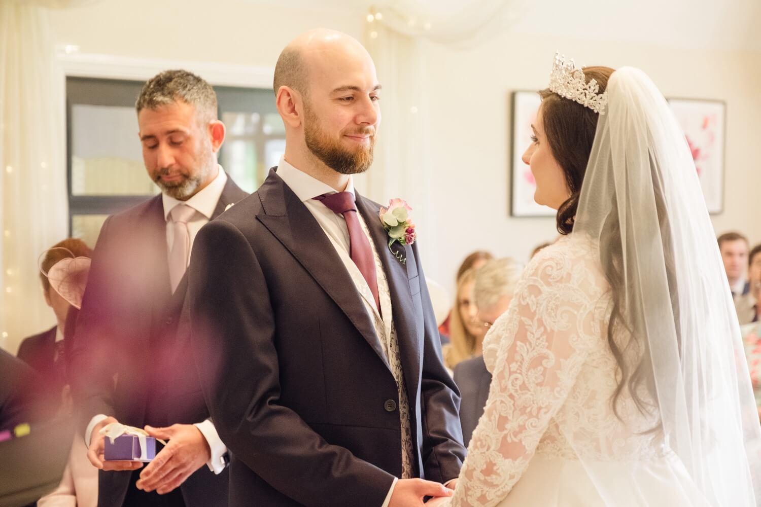 Wide view of the wedding ceremony at The Pear Tree Purton