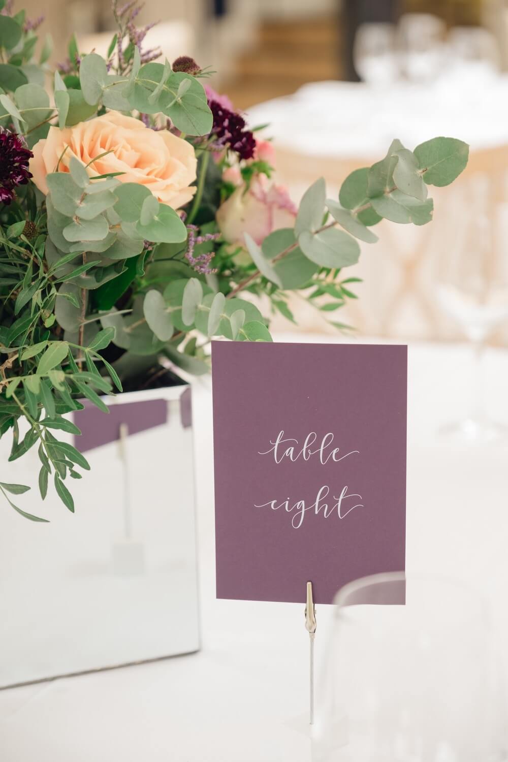 Wedding table decoration at The Pear Tree Purton