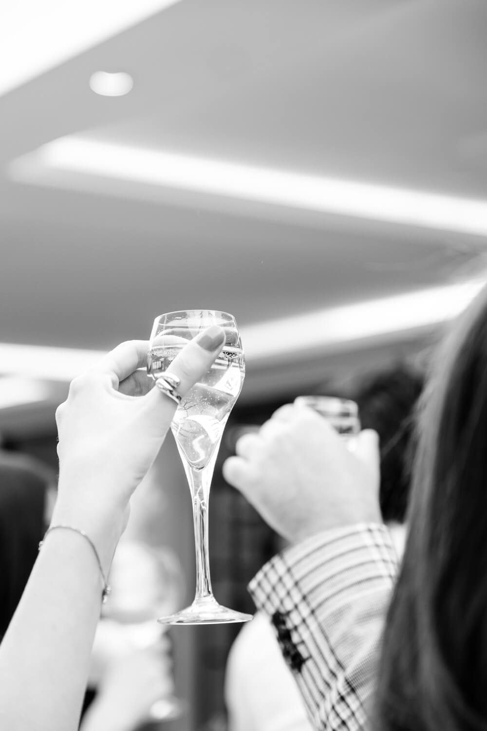 Champagne toast during the speeches at The Pear Tree Purton