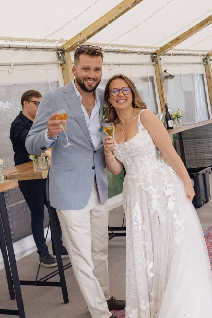 The happy couple with their first drink