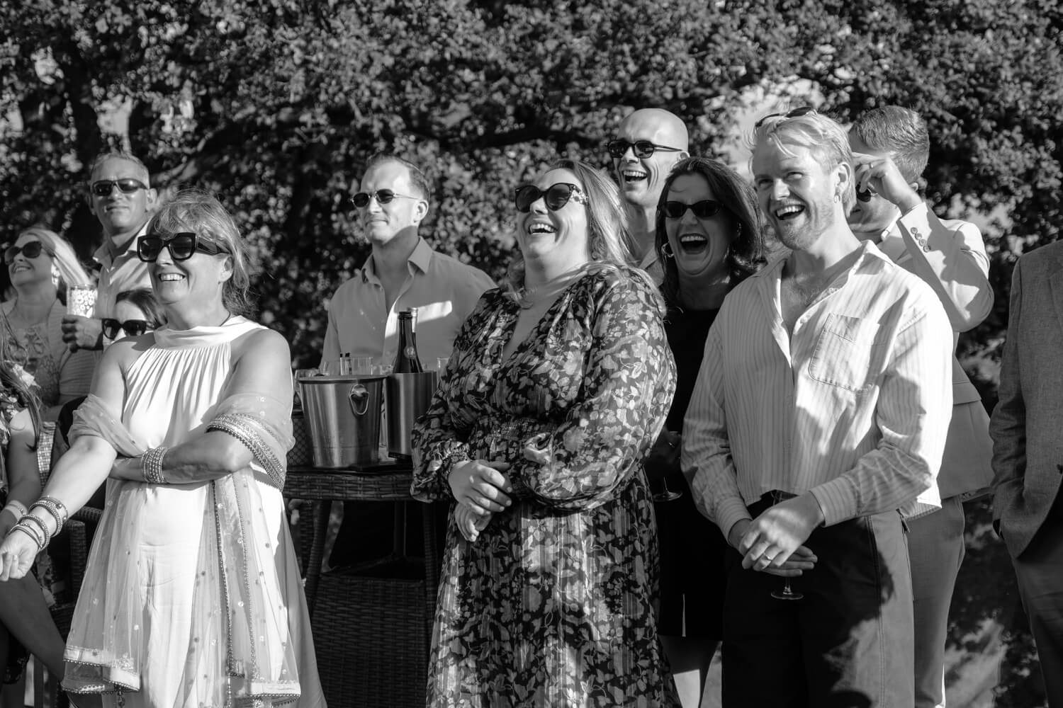 Guests laughing during the speeches